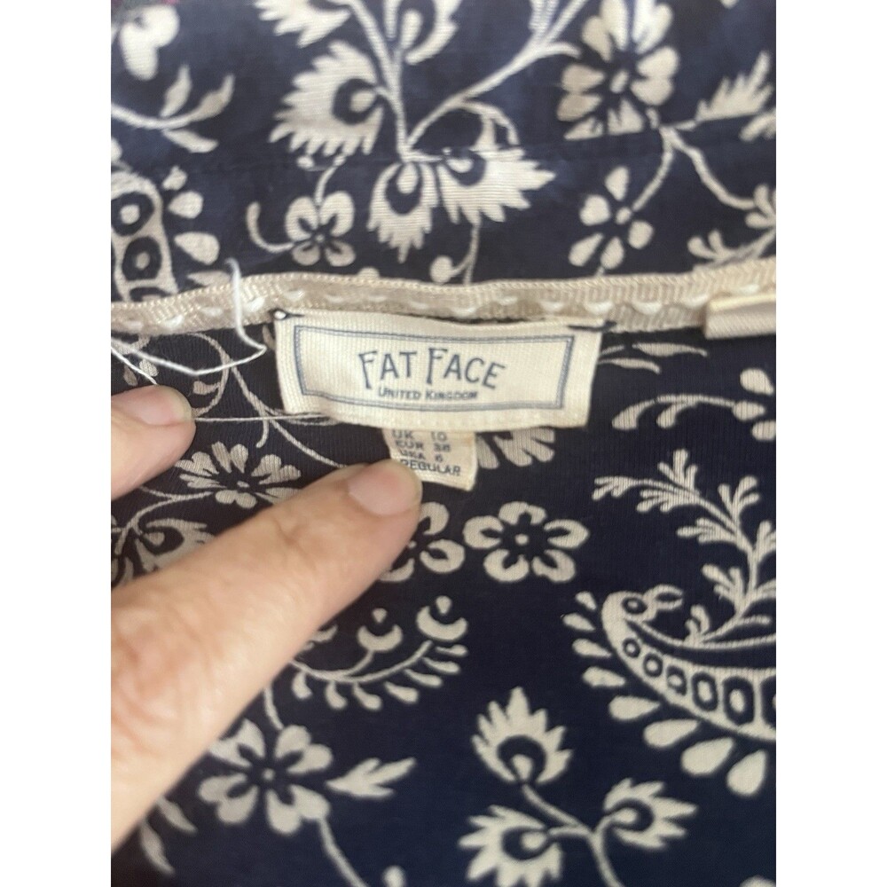 Fat Face Cotton Shirt Dress Navy Floral Tie Waist Midi UK 10 US 6 - Picture 5 of 13